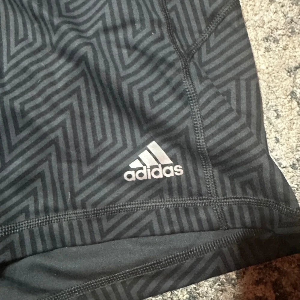 Adidas Techfit‎ Black Geometric Compression Shorts Womens Size L